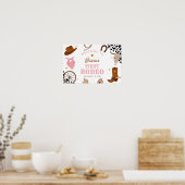 ファーストロデオウエスタンガールファースト誕生日ウェルカム ポスター (キッチン)