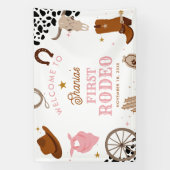 ファーストロデオウエスタンガールファースト誕生日ウェルカム 横断幕 (縦)