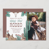 ファーストロデオウエスタンサウスウェストカウボーイ誕生日 招待状 (正面/裏面)