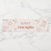 ファーストロデオウエスタンピンク女性のカーボーイ誕生日 ペットボトルラベル (シングルラベル)