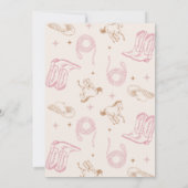 ファーストロデオウエスタンピンク女性のカーボーイ誕生日 招待状 (裏面)