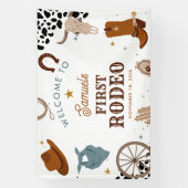 ファーストロデオウエスタンボーイファースト誕生日へようこそ 横断幕 (縦)