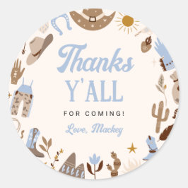 ファーストロデオウエスタンワイルドウエストカウボーイブルー誕生日 ラウンドシール