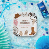 ファーストロデオウエスタンワイルドウエストガールファースト誕生日 ペーパープレート (パーティー)