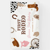 ファーストロデオウエスタンワイルドウエストガールファースト誕生日 横断幕 (縦)