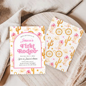 ファーストロデオカウガールピンク1歳誕生日パーティー 招待状