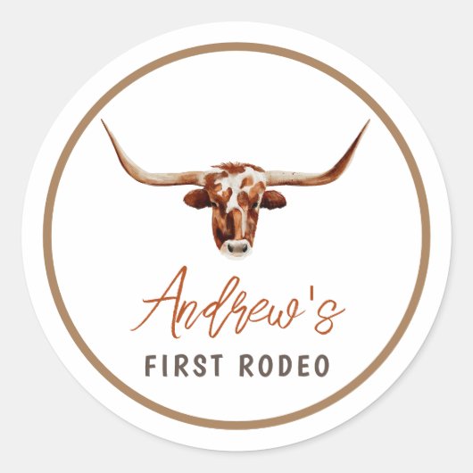 ファーストロデオカウサザンカウボーイ誕生日 ラウンドシール (正面)
