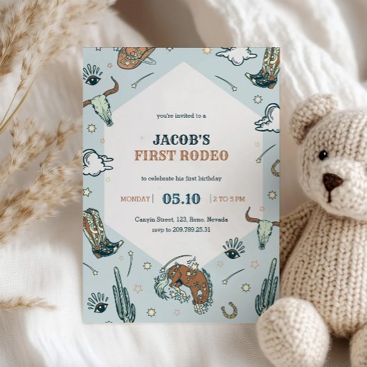 ファーストロデオカウボーイウェスタン誕生日招待状 招待状