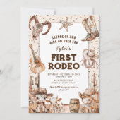 ファーストロデオカウボーイキッズ 1歳の誕生日招待状 招待状 (正面)