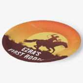 ファーストロデオカウボーイサンセット誕生日 ペーパープレート (アングル)