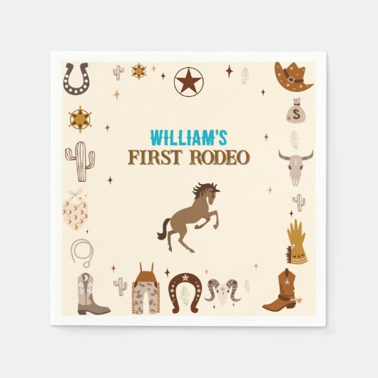 ファーストロデオカウボーイファースト誕生日 スタンダードカクテルナプキン (正面)