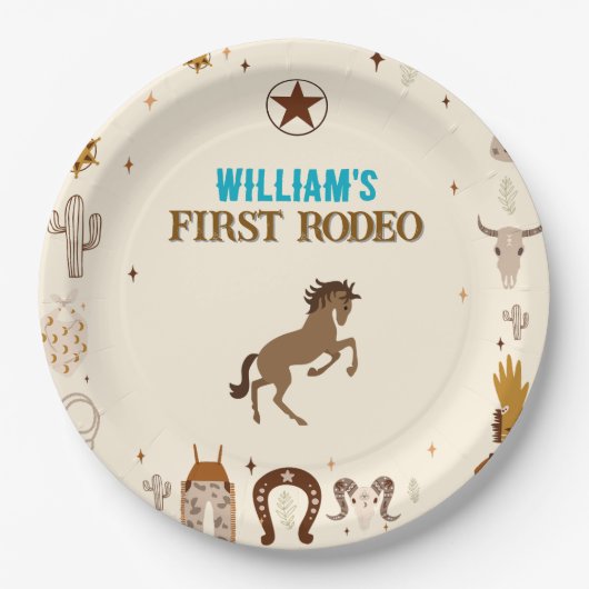 ファーストロデオカウボーイファースト誕生日 ペーパープレート (正面)