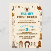 ファーストロデオカウボーイファースト誕生日 招待状 (正面/裏面)