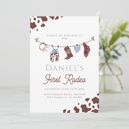 ファーストロデオカウボーイワイルドウェスタンファースト誕生日 招待状 (スタンド正面)