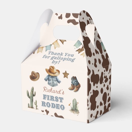 ファーストロデオカウボーイワイルドウェスト誕生日パーティーお気に入り フェイバーボックス (裏面サイド)