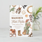 ファーストロデオカウボーイワイルドウエストウェスタンボーイ誕生日 招待状 (スタンド正面)