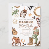 ファーストロデオカウボーイワイルドウエストウェスタンボーイ誕生日 招待状 (正面)