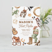 ファーストロデオカウボーイワイルドウエストウェスタンボーイ誕生日 招待状 (スタンド正面)