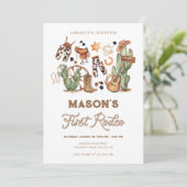 ファーストロデオカウボーイワイルドウエストウェスタンボーイ誕生日 招待状 (スタンド正面)