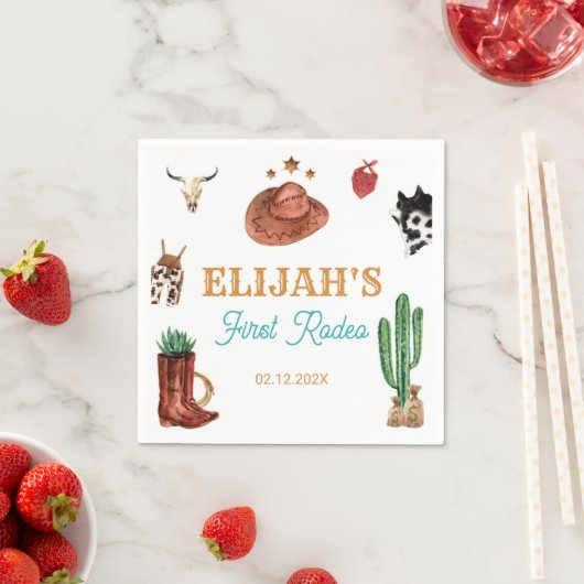 ファーストロデオカウボーイワイルドウエスト誕生日 スタンダードカクテルナプキン (インサイチュ)