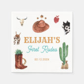 ファーストロデオカウボーイワイルドウエスト誕生日 スタンダードカクテルナプキン (正面)