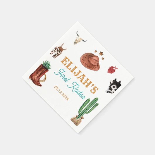 ファーストロデオカウボーイワイルドウエスト誕生日 スタンダードカクテルナプキン (角)