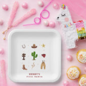 ファーストロデオカウボーイ子供の誕生日招待状 ペーパープレート (パーティー)