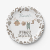 ファーストロデオカウボーイ服ボーイ誕生日 ペーパープレート (正面)