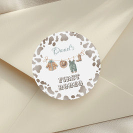 ファーストロデオカウボーイ服ボーイ誕生日 ラウンドシール