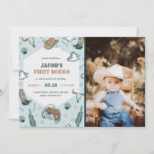 ファーストロデオカウボーイ誕生日招待状と写真 招待状 (正面)