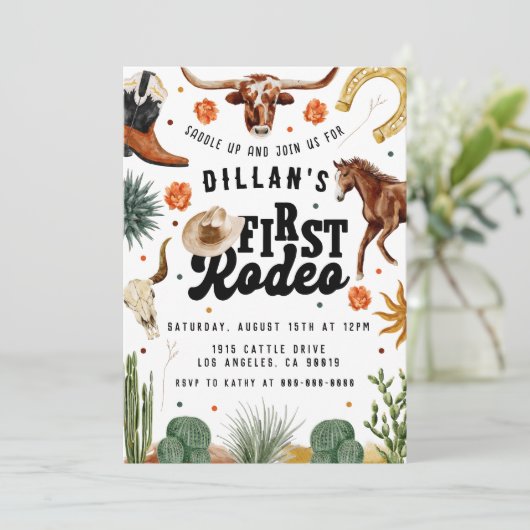ファーストロデオカウボーイ誕生日招待状 招待状 (スタンド正面)