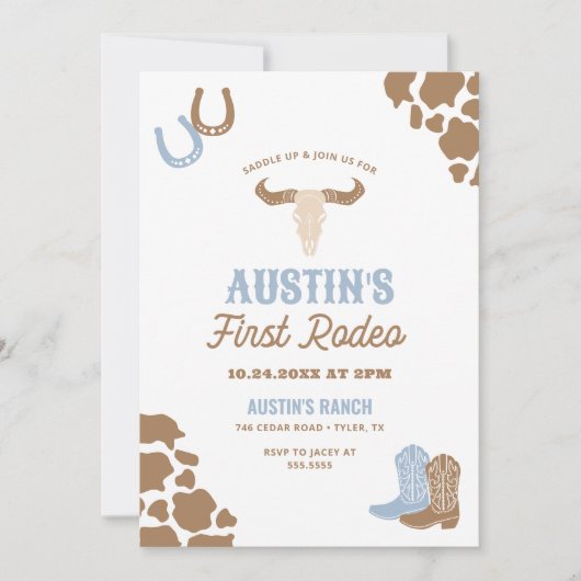 ファーストロデオカウボーイ誕生日 招待状 (正面)