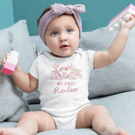 ファーストロデオカントリーカウガール誕生日 ベビーボディスーツ