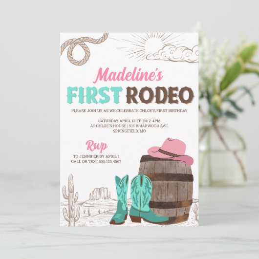 ファーストロデオガールズウェスタンファースト誕生日 招待状 (スタンド正面)