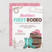 ファーストロデオガールズウェスタンファースト誕生日 招待状 (正面/裏面)