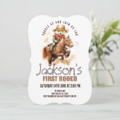 ファーストロデオテディベアホースボーイファースト誕生日 招待状 (スタンド正面)