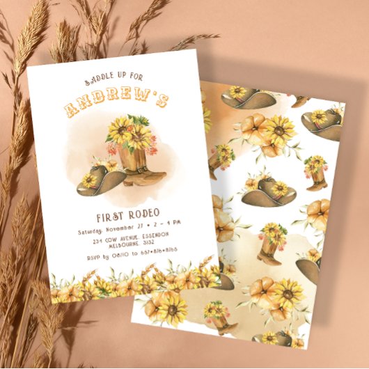 ファーストロデオニュートラルサザンカウボーイ誕生日 招待状