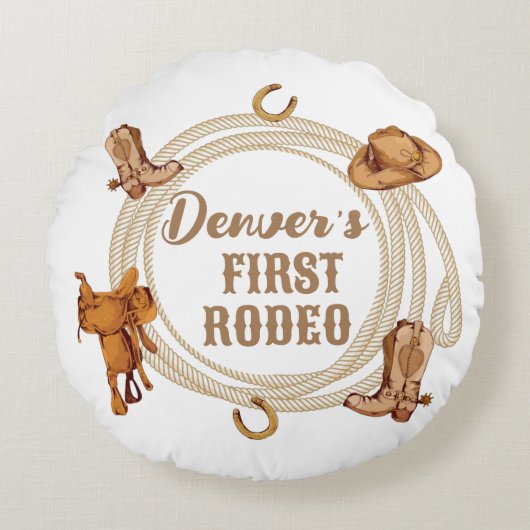 ファーストロデオバースデーパーティー装飾用クッション ラウンドクッション (正面)