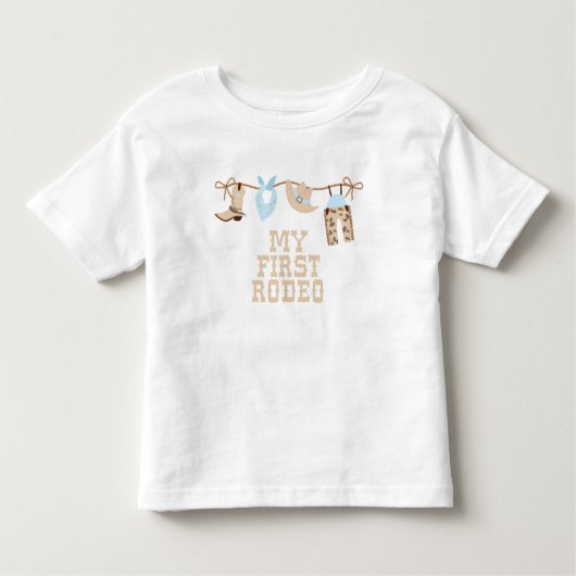 ファーストロデオベビーブルー&タン誕生日 トドラーTシャツ (正面)