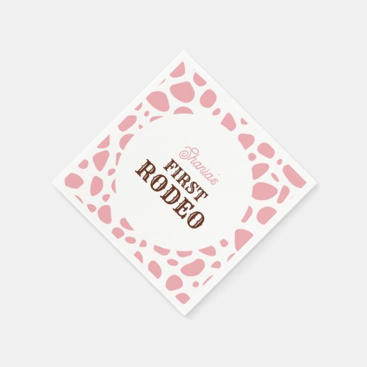 ファーストロデオワイルドウェストピンクガールファースト誕生日 スタンダードカクテルナプキン (角)