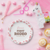 ファーストロデオワイルドウェストピンクガールファースト誕生日 ペーパープレート (パーティー)