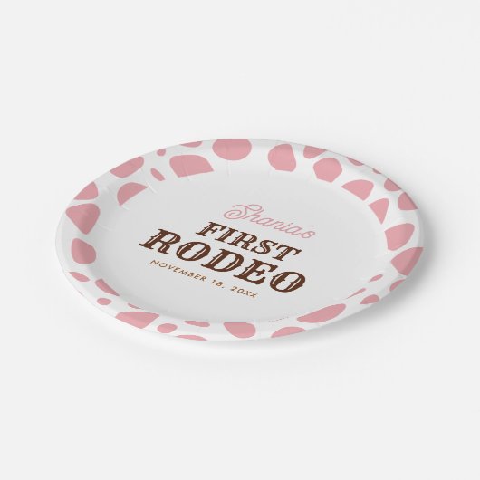 ファーストロデオワイルドウェストピンクガールファースト誕生日 ペーパープレート (アングル)