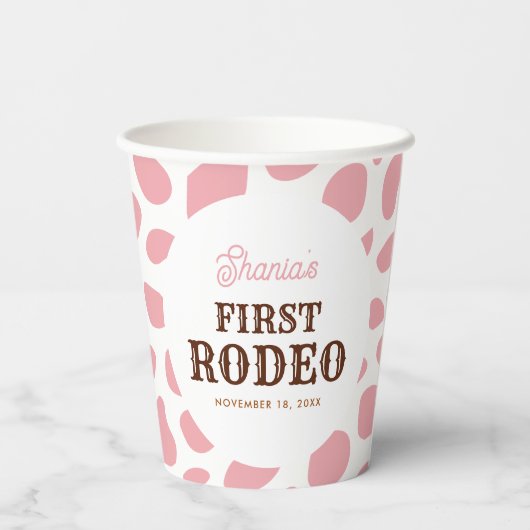 ファーストロデオワイルドウェストピンクガールファースト誕生日 紙コップ (裏面)