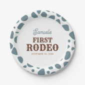 ファーストロデオワイルドウェストブルーボーイファースト誕生日 ペーパープレート (正面)