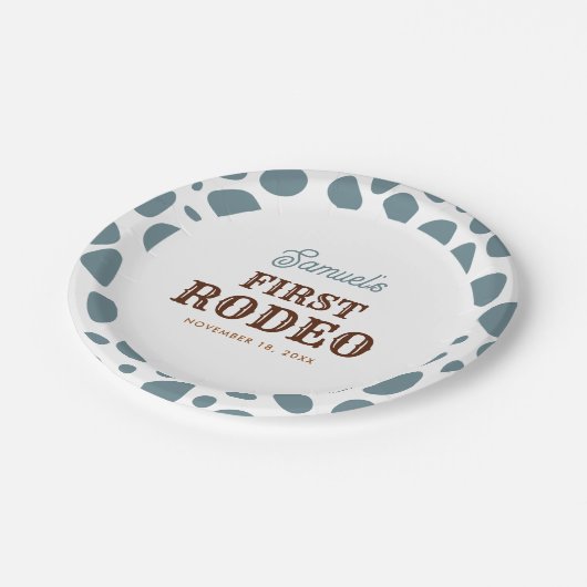 ファーストロデオワイルドウェストブルーボーイファースト誕生日 ペーパープレート (アングル)