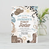 ファーストロデオワイルドウエストカウボーイブルーボーイ誕生日 招待状 (スタンド正面)