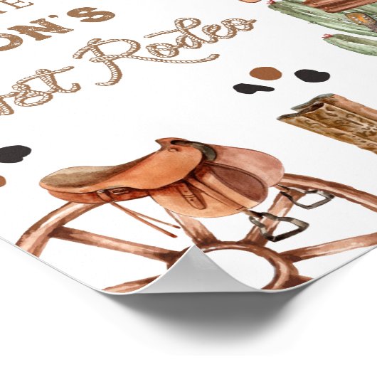 ファーストロデオワイルドウエストカウボーイボーイ誕生日へようこそ ポスター (角)