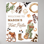 ファーストロデオワイルドウエストカウボーイボーイ誕生日へようこそ ポスター (正面)