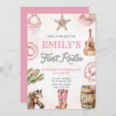 ファーストロデオワイルドウエストガール1st誕生日パーティー 招待状 (正面/裏面)