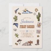 ファーストロデオワイルドウエストハンドドロッド子供の誕生日 招待状 (正面)